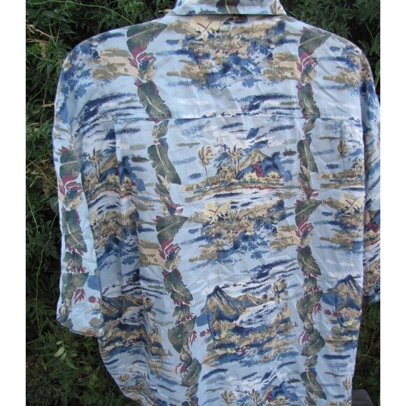 Hilo Hattie Hawaiian Camp Shirt Diamond Head Volcano Aloha Friday 100% Silk XL - Picture 6 of 11